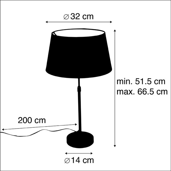 Asztali lámpa fekete árnyékolóval fekete arannyal 35 cm - Parte