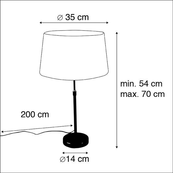 Bronz asztali lámpa vászon árnyékolóval, fehér, 35 cm - Parte
