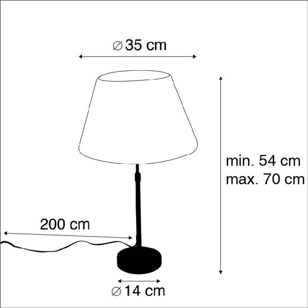 Bronz asztali lámpa redőzött fehér árnyékolóval 35 cm - Parte