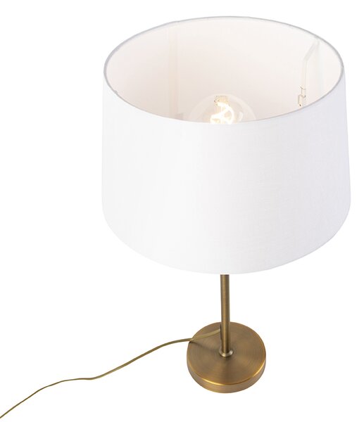 Bronz asztali lámpa vászon árnyékolóval, fehér, 35 cm - Parte