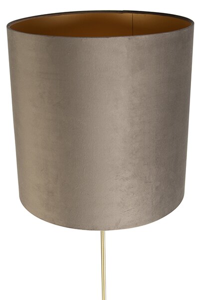 Állólámpa arany/bronz színű, taupe bársony árnyékolóval 40/40 cm - Parte