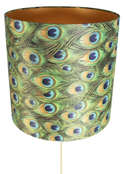 Állólámpa arany/bronz bársony árnyékolóval páva 40/40 cm - Parte