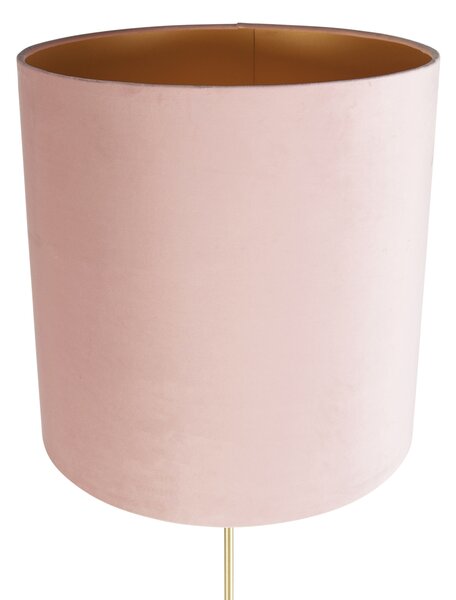 Állólámpa arany/bronz rózsaszín bársony búrával 40/40 cm - Parte