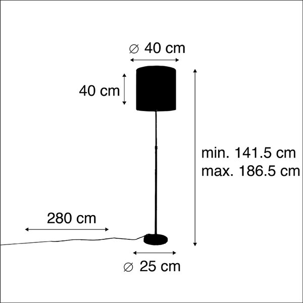 Állólámpa arany/bronz rózsaszín bársony búrával 40/40 cm - Parte