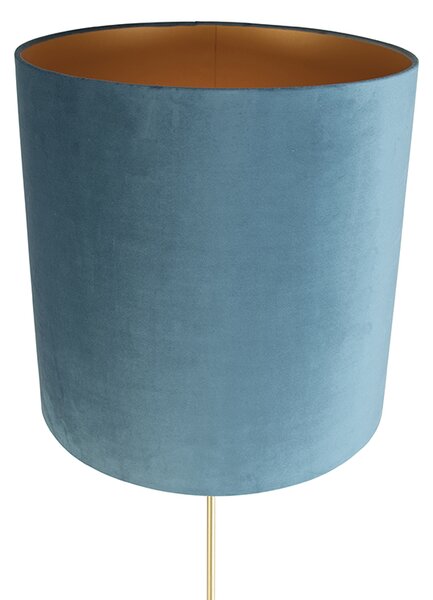 Állólámpa arany/bronz kék bársony búrával 40/40 cm - Parte