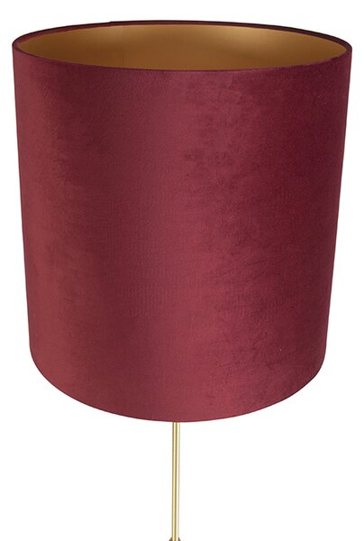 Állólámpa arany/bronz vörös bársony árnyékolóval 40/40 cm - Parte