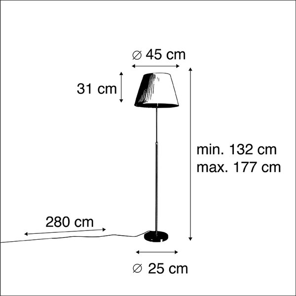 Állólámpa bronz színű, redőzött árnyékolóval, krém színű, 45 cm, állítható - Parte