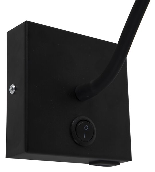 Modern rugalmas fali lámpa USB fekete - Zeno