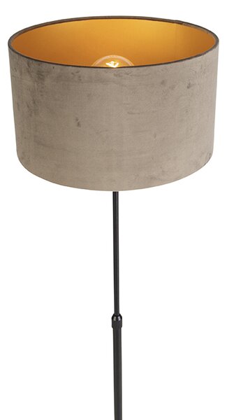 Állólámpa fekete, taupe bársony árnyékolóval, aranyozott, 35 cm - Parte