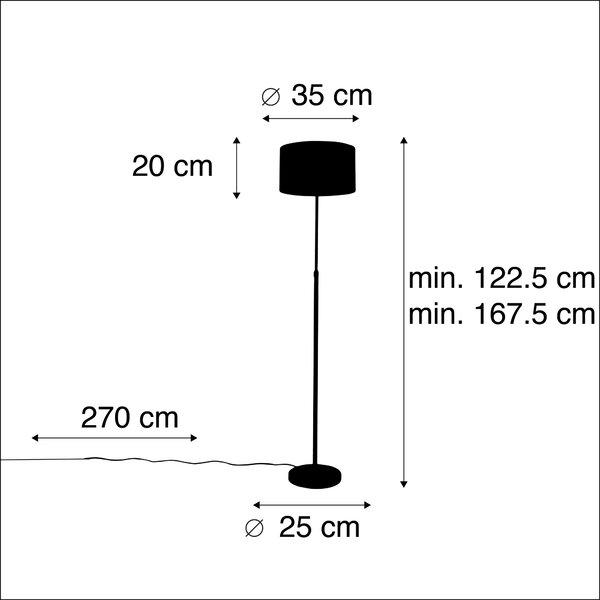 Állólámpa fekete bársony árnyékolóval okker sárga arannyal 35 cm - Parte