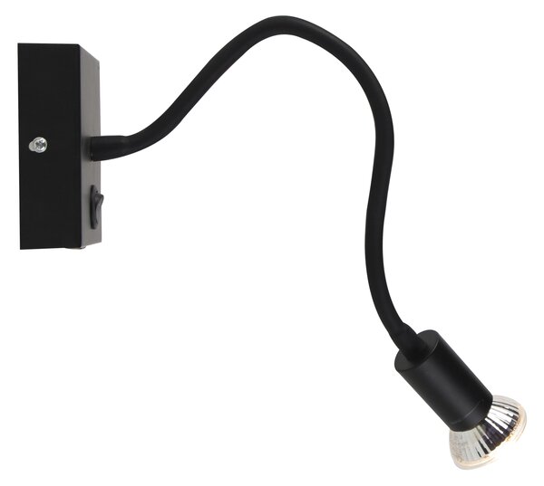 Modern rugalmas fali lámpa USB fekete - Zeno