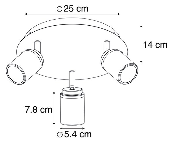 Modern fürdőszoba spotlámpa acél 3-lámpás IP44 - Ducha