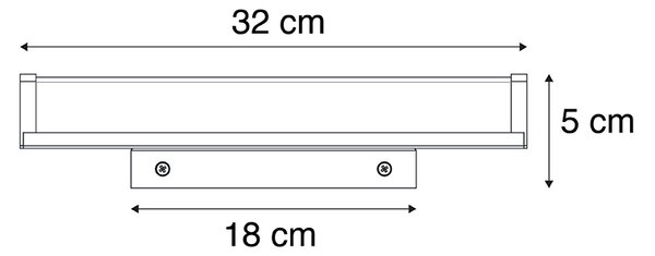 Fali lámpa fekete 32 cm IP44 - Cascada