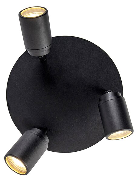 Modern fürdőszoba spotlámpa fekete 3-lámpás IP44 - Ducha