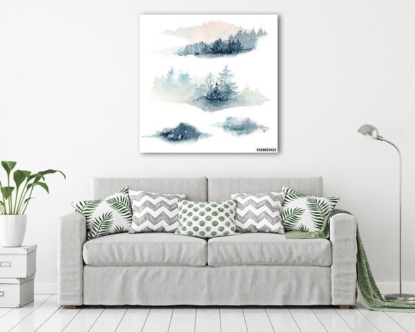 Artwork. Background painted with watercolor. Wild nature, frozen (vászonkép)