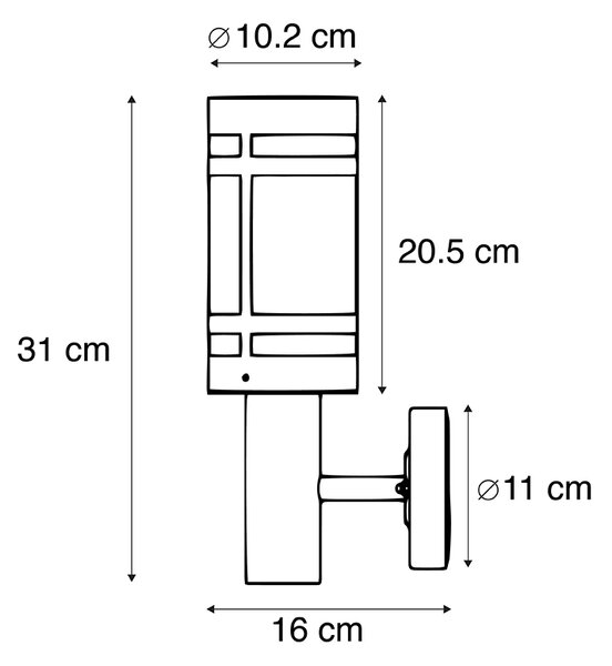 Modern kültéri fali lámpa fekete IP44 - Gleam