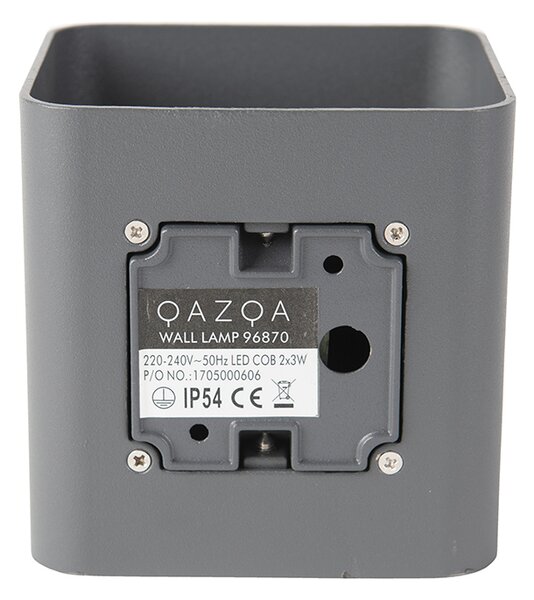Modern fali lámpa sötétszürke LED-del IP54 négyzet alakú - Evi