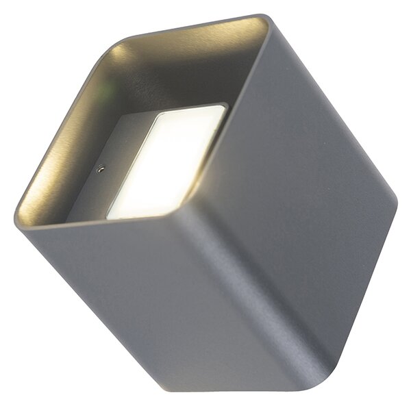 Modern fali lámpa sötétszürke LED-del IP54 négyzet alakú - Evi