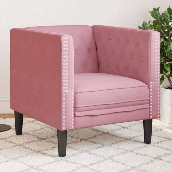 VidaXL rózsaszín bársony Chesterfield kanapéfotel