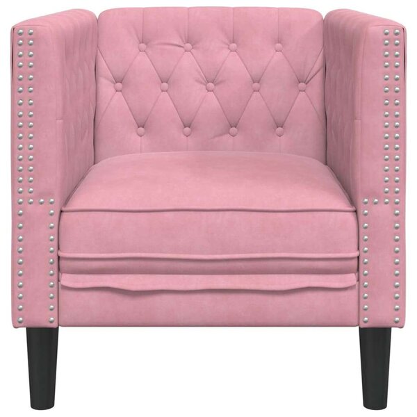 VidaXL rózsaszín bársony Chesterfield kanapéfotel