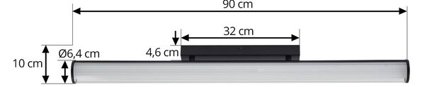 Lindby LED-es fali lámpa Kirka, fekete, fém, IP44, 90cm, CCT, Fekete, Fürdőszoba, fém, Modern