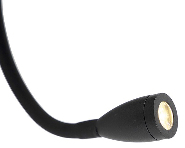 Modern fali lámpa fekete USB-vel és rugalmas karral - Flero