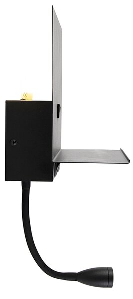 Modern fali lámpa fekete USB-vel és rugalmas karral - Flero