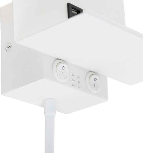 Modern fali lámpa fehér USB-vel és rugalmas karral - Flero