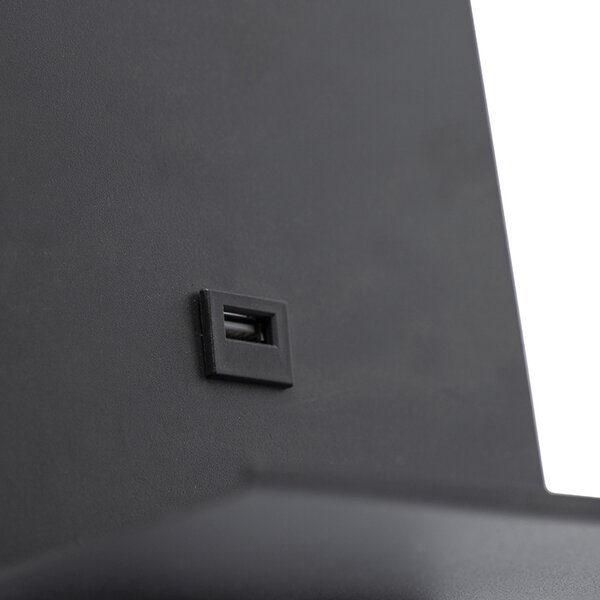 Modern fali lámpa fekete USB-vel és rugalmas karral - Flero