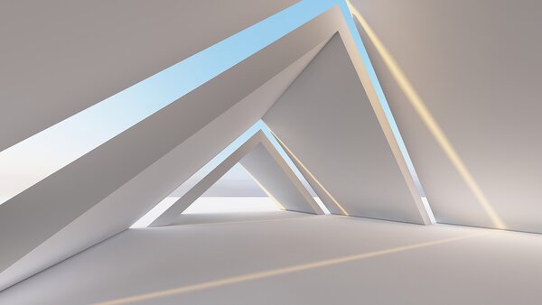 Fotótapéta Fehér szoba háromszög alakzatokkal, 3D fotótapéta, Népszerű fotótapéta, u72279 - Tapeko.hu
