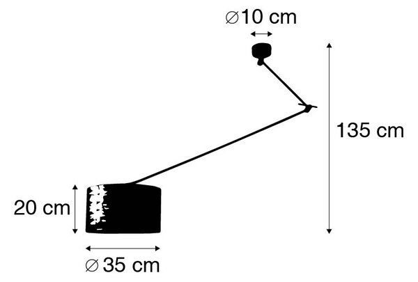 Függőlámpa fekete árnyékolóval 35 cm világos szürke állítható - Blitz