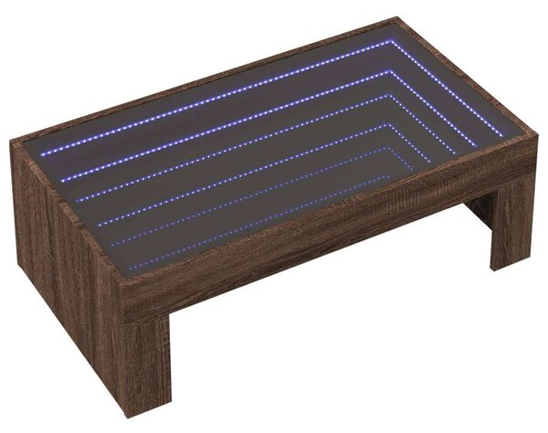 VidaXL LED Dohányzóasztal - Barna Tölgy - 90x50x30 cm