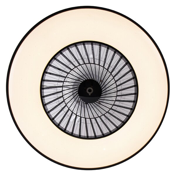 Mennyezeti ventilátor fekete csillag effektussal 60cm LED-del, dimmelhető, távirányítóval - Climo