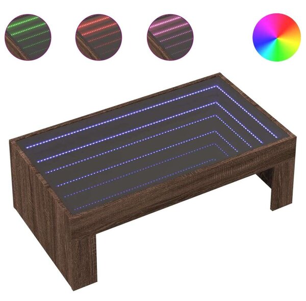 VidaXL LED Dohányzóasztal - Barna Tölgy - 90x50x30 cm