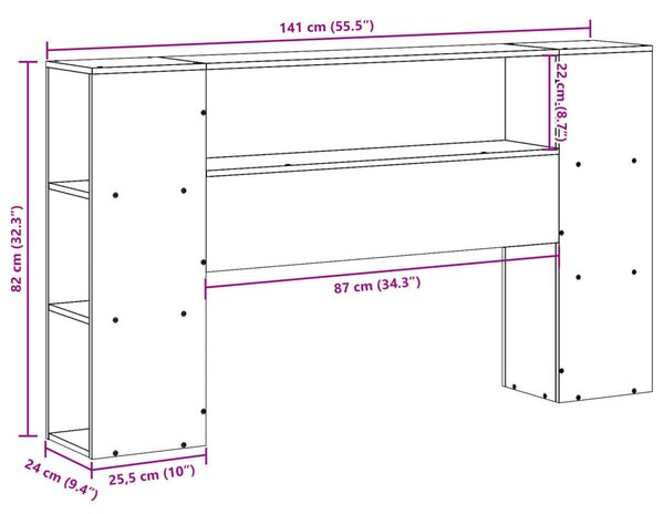 VidaXL tömör fenyőfa fejtámla tárolóval 135 cm