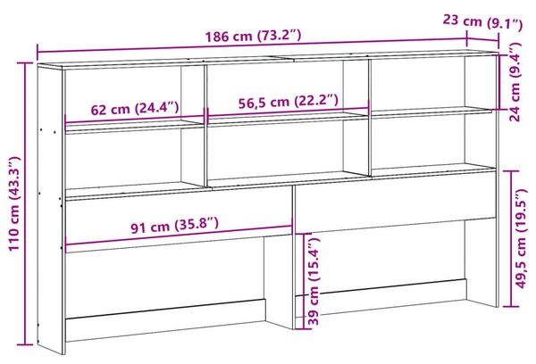 VidaXL fehér tömör fenyőfa fejtámla tárolóval 180 cm