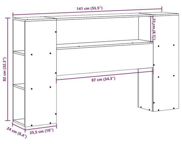 VidaXL viaszbarna tömör fenyőfa fejtámla tárolóval 135 cm