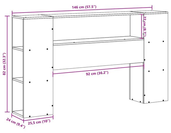 VidaXL Fehér Fenyőfa Fejtámla Tárolóval - 140 cm