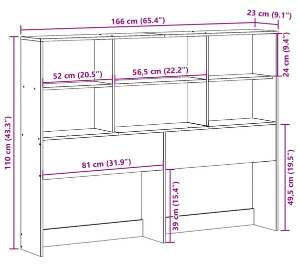 VidaXL Fejtámla Tárolóval - Fenyőfa - 160 cm