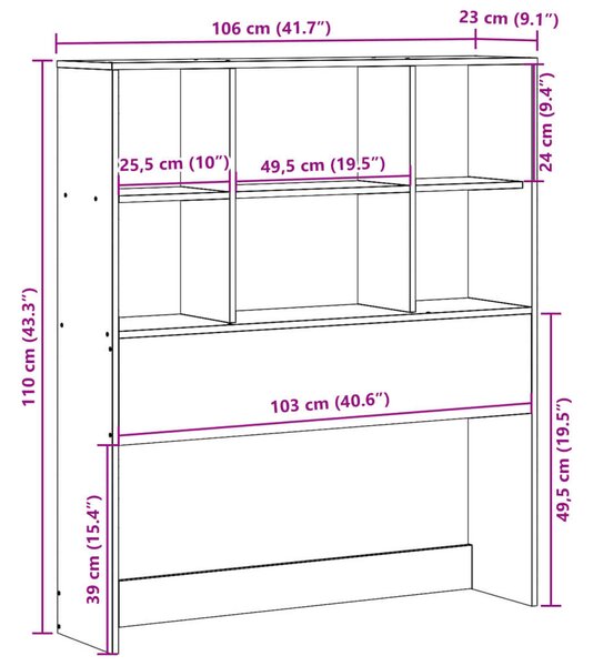 VidaXL Fenyőfa Fejtámla Tárolóval - 100 cm