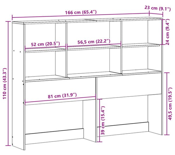 VidaXL viaszbarna tömör fenyőfa fejtámla tárolóval 160 cm