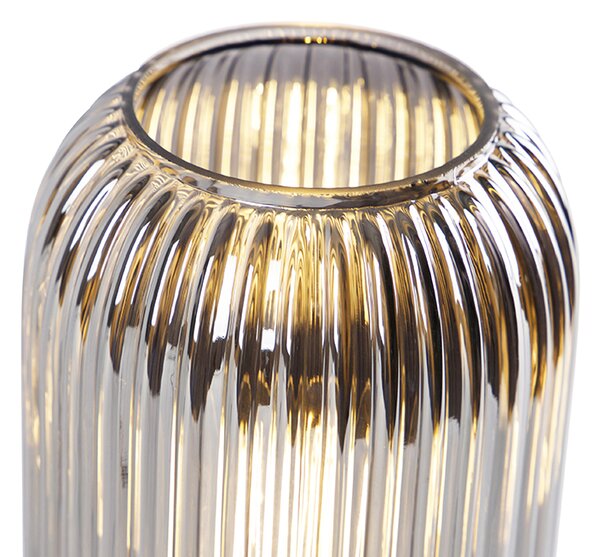 Art Deco asztali lámpa fekete füstüveggel - Banci