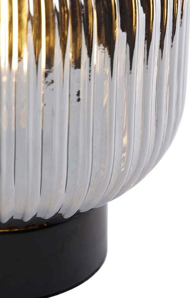 Art Deco asztali lámpa fekete füstüveggel - Karel