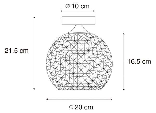 Art Deco mennyezeti lámpa fekete füstüveggel - Sphere