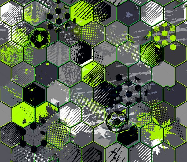 Fotótapéta Hatszögek és focilabdák mintája, Designer fali fotótapéta, Népszerű fotótapéta, u72779 - Tapeko.hu