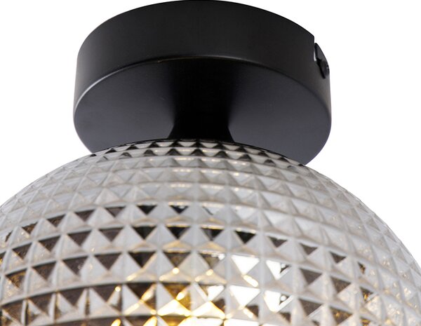 Art Deco mennyezeti lámpa fekete füstüveggel - Sphere