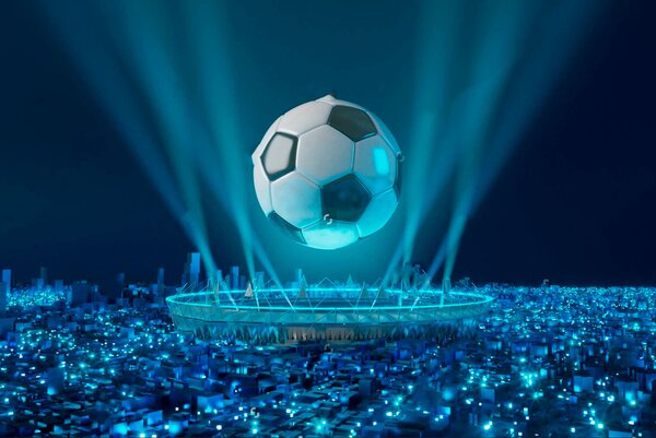 Fotótapéta Labdarúgó labda a stadion felett, Gyerekszoba fotótapéta, Népszerű fotótapéta, u72793 - Tapeko.hu