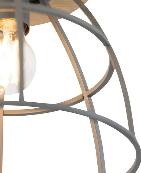 Okos mennyezeti lámpa sötétszürke fával, WiFi E27 foglalattal - Arthur