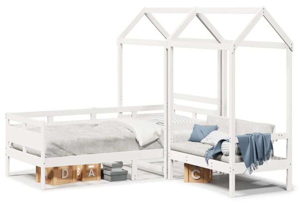 Vidaxl Gyermek Kanapéágy és Pad - Fehér - 80x200 cm