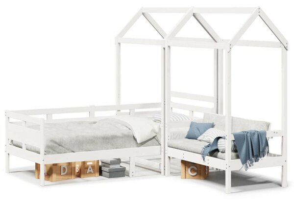 Vidaxl Gyermek Kanapéágy és Pad - Fehér - 80x200 cm